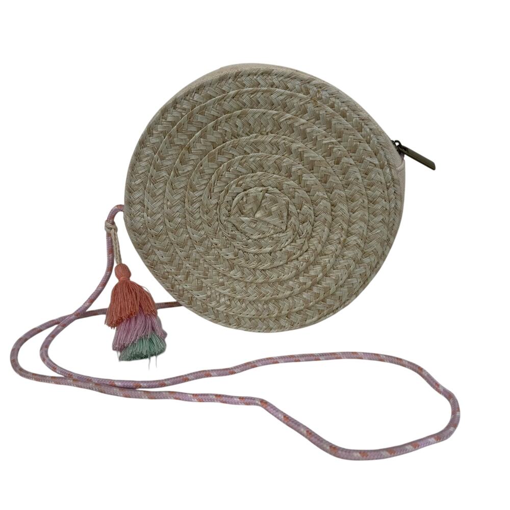Carter's Girls Kids Woven Straw Round Wicker Crossbody Bag